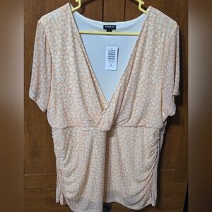 Torrid Peach Floral Wrap Top